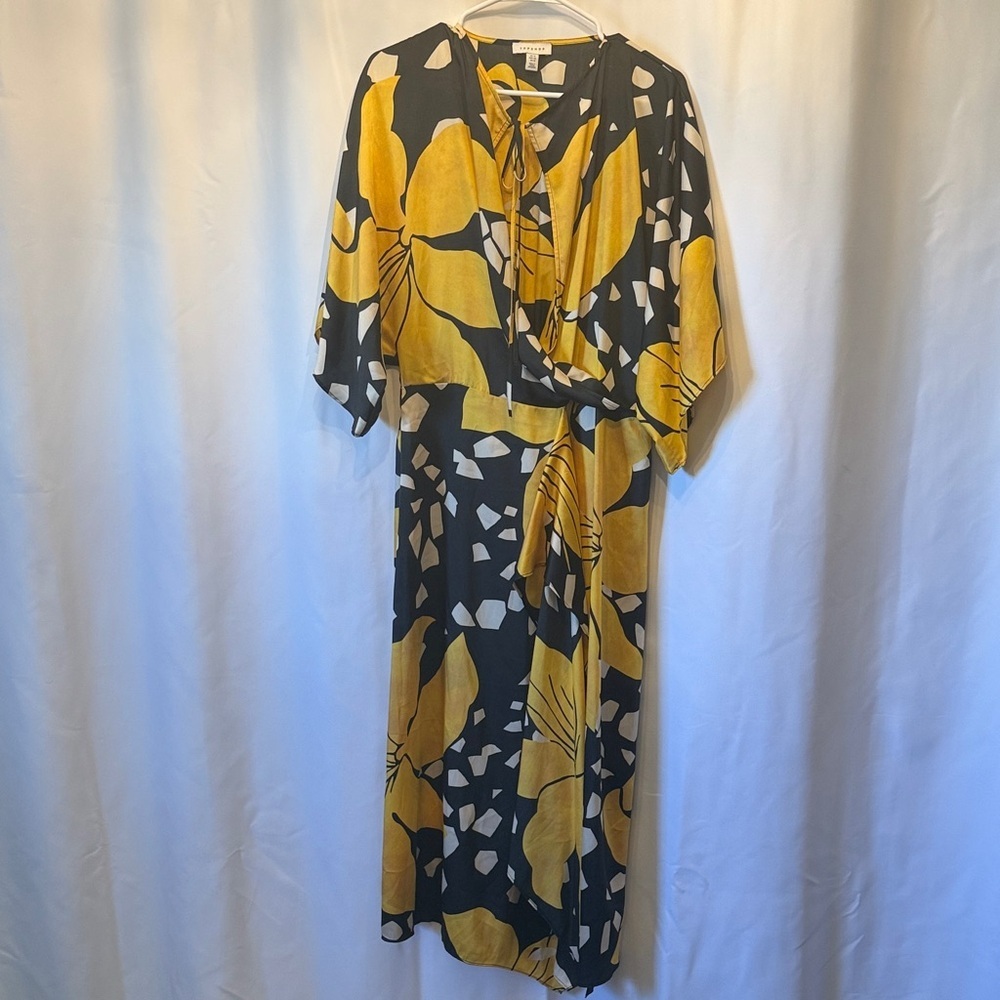 Topshop Yellow and Black Floral Maxi Dress
